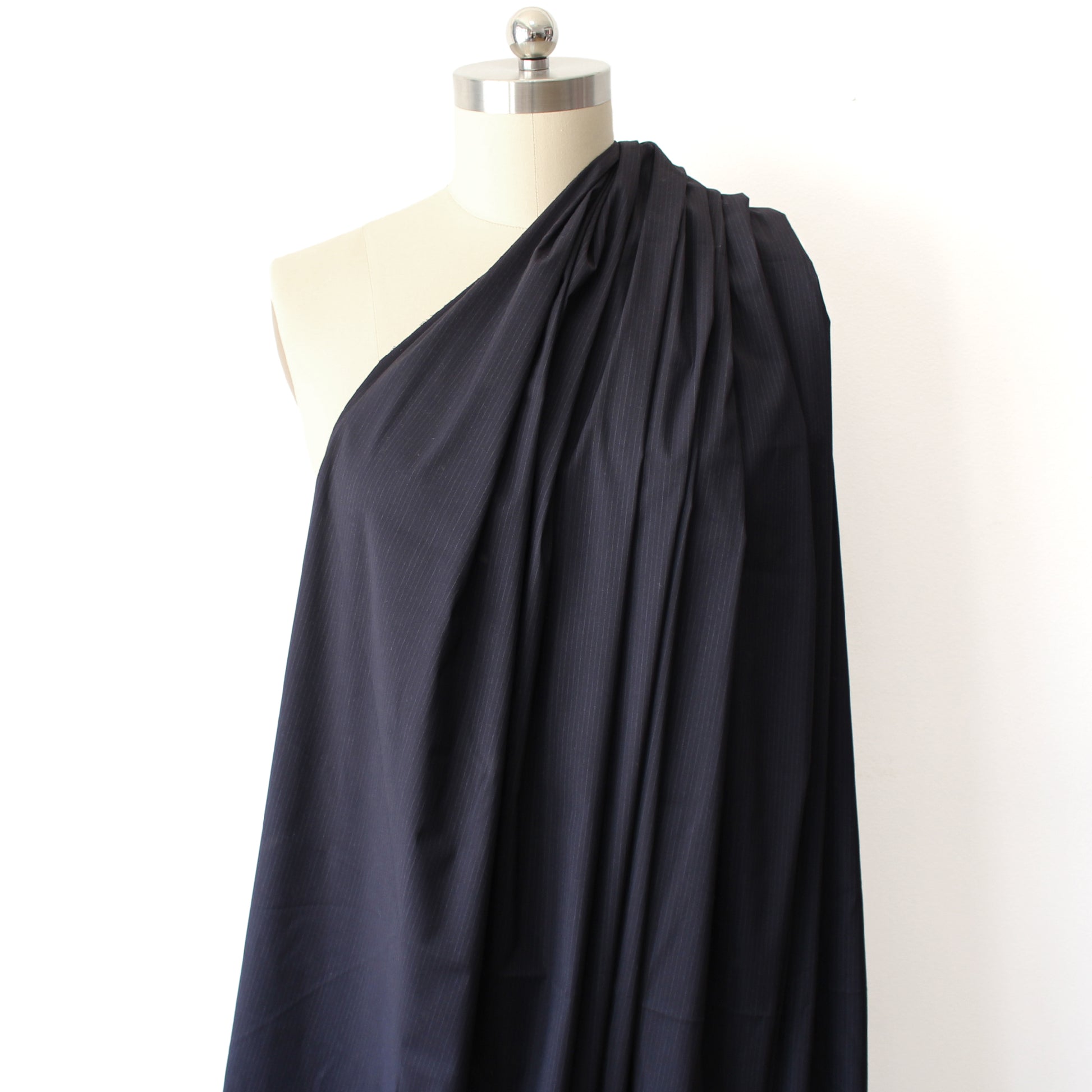 Italian luxury 'coat of arms' pinstripe stretch wool suiting