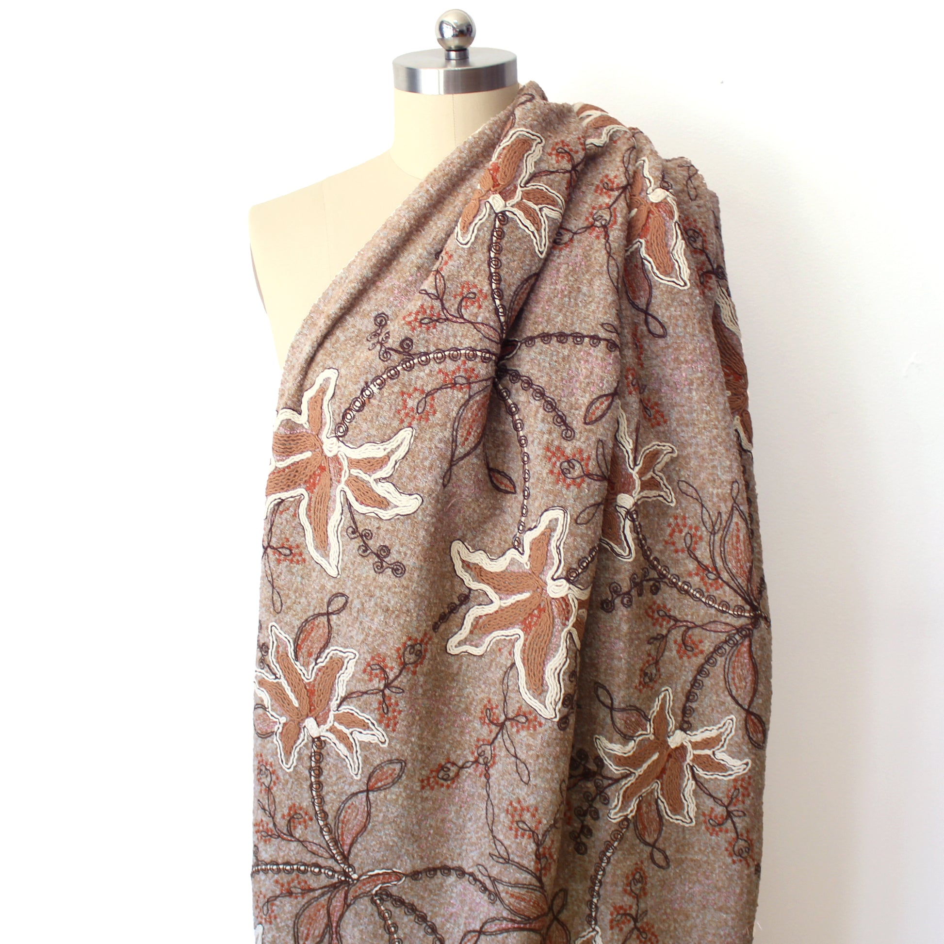 'wooly glory' embroidered boucle, Oeko-Tex cert.