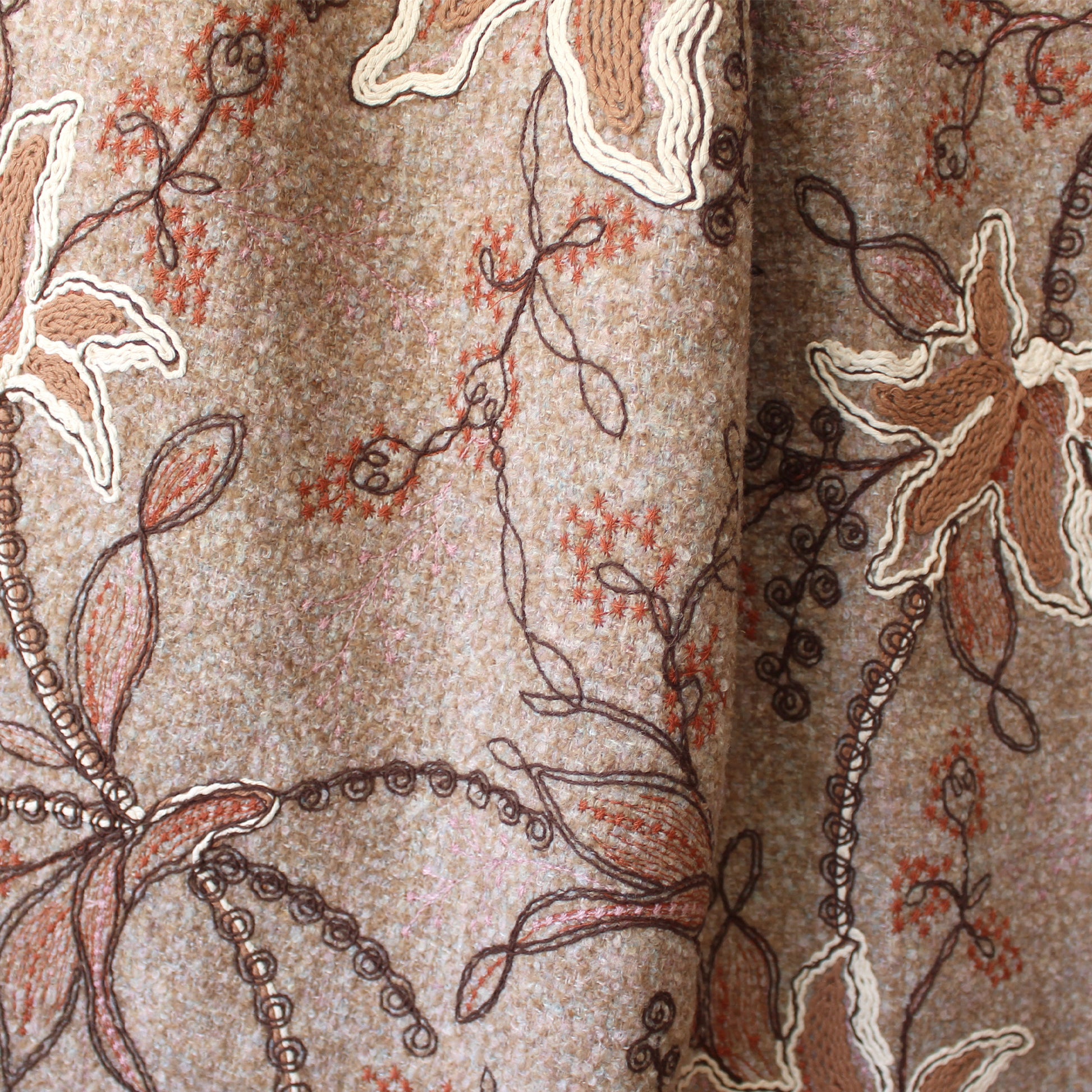 'wooly glory' embroidered boucle, Oeko-Tex cert.