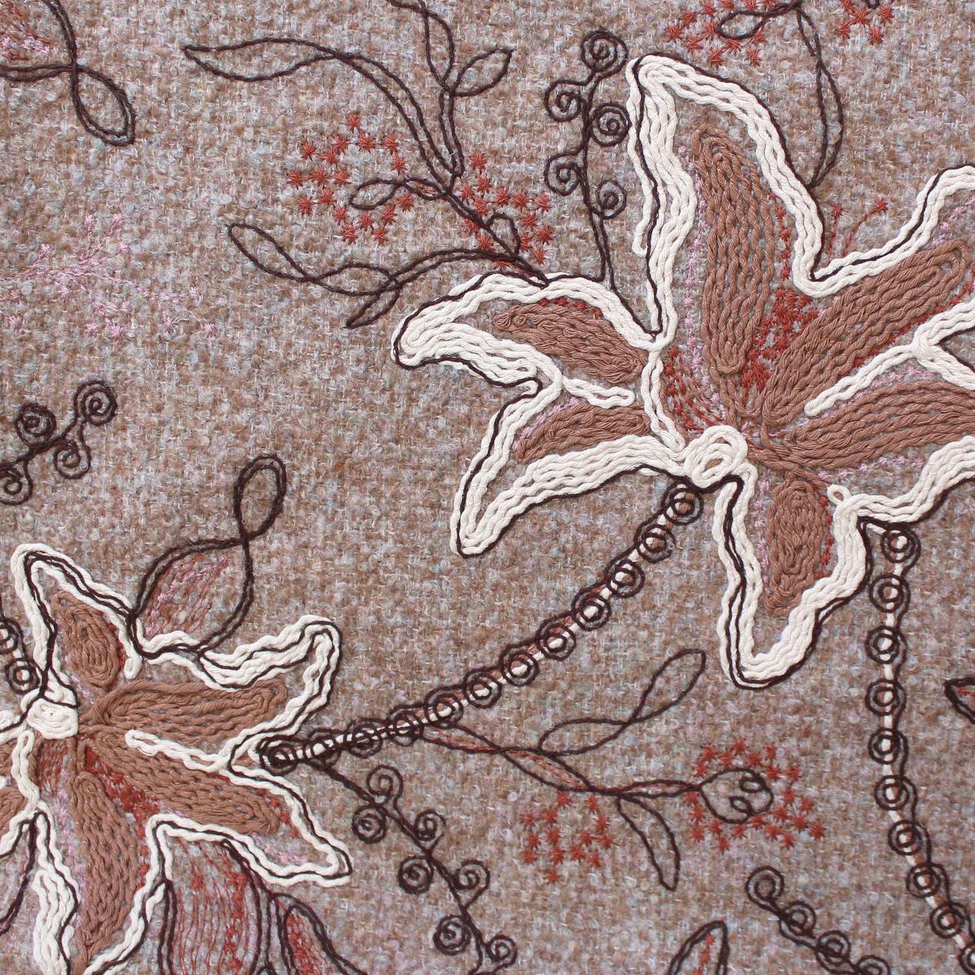 'wooly glory' embroidered boucle, Oeko-Tex cert.