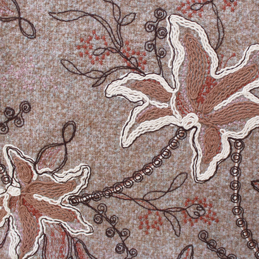 'wooly glory' embroidered boucle, Oeko-Tex cert.