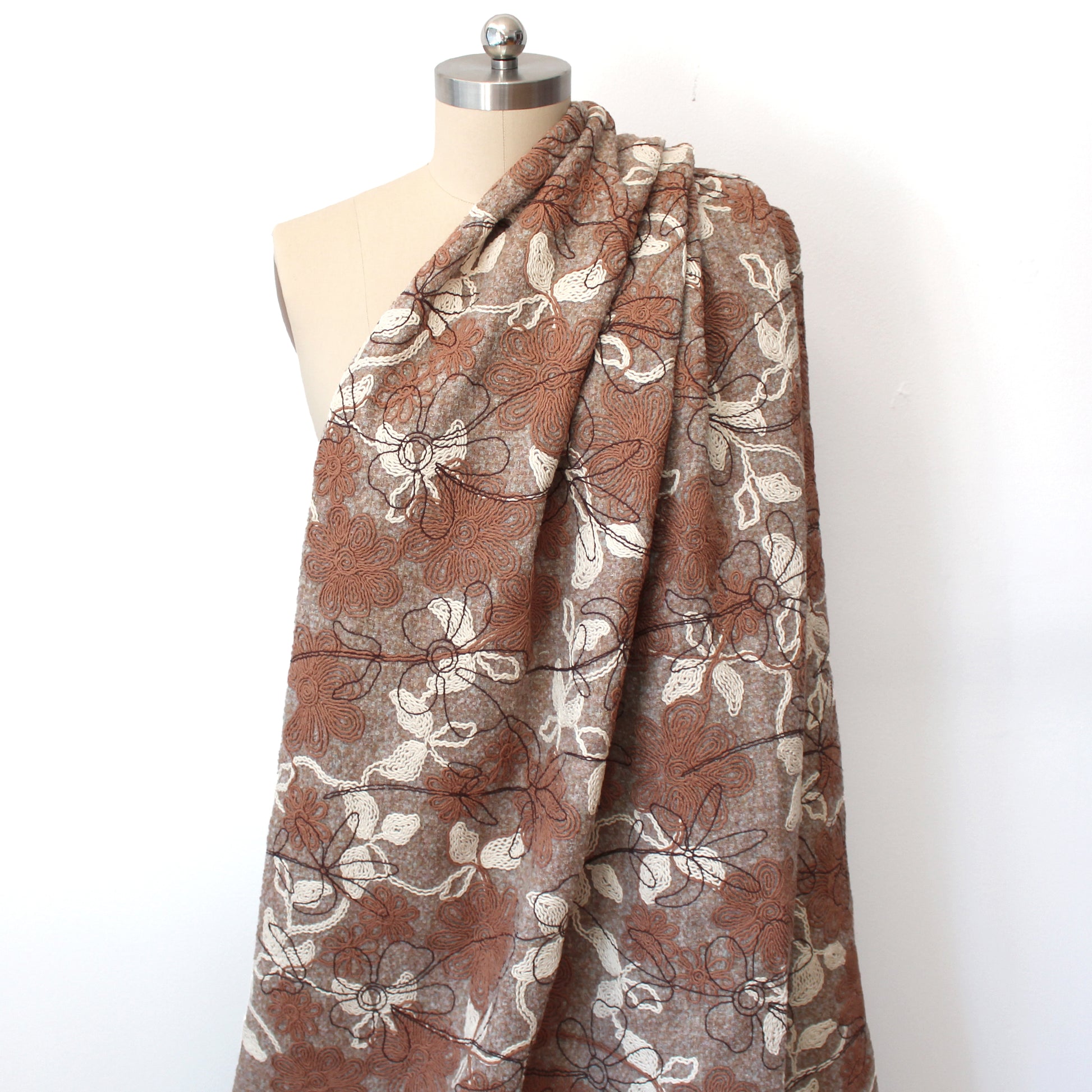 'wooly petra' embroidered boucle, Oeko-Tex cert.