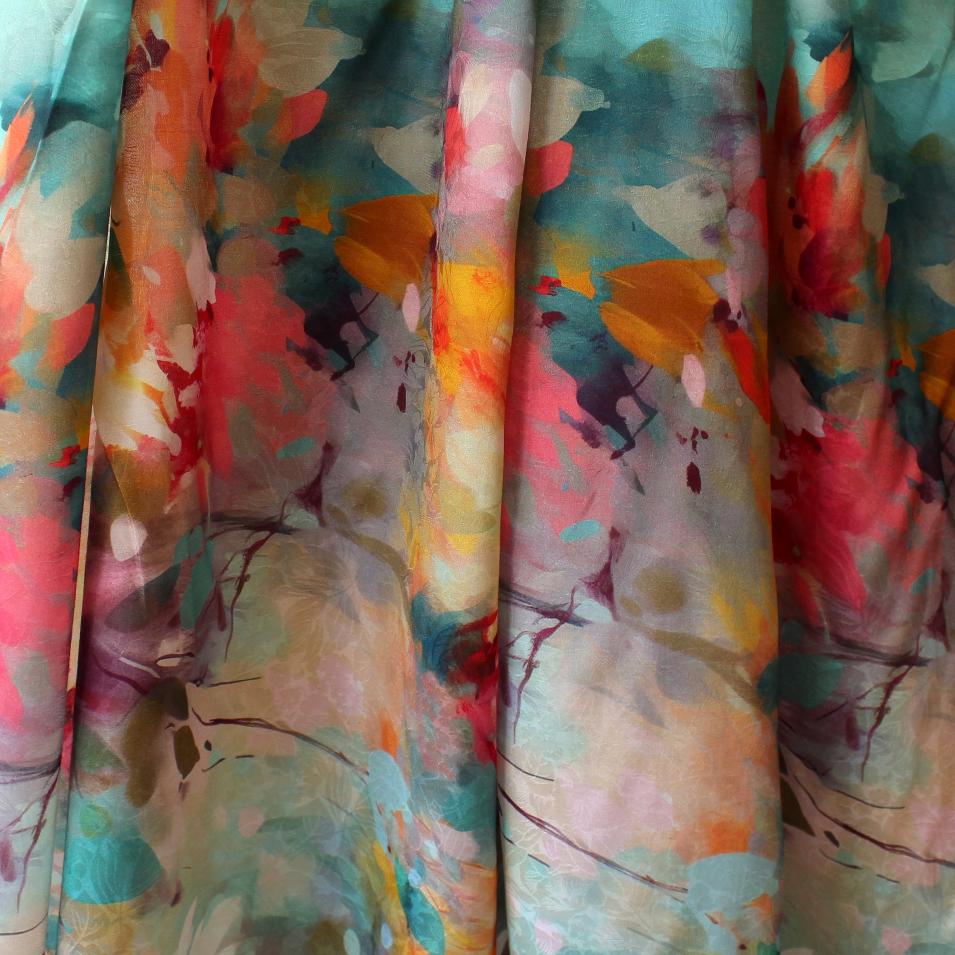 'plein air' silk/cotton blouseweight overprinted jacquard, Oeko-Tex cert. - cherry