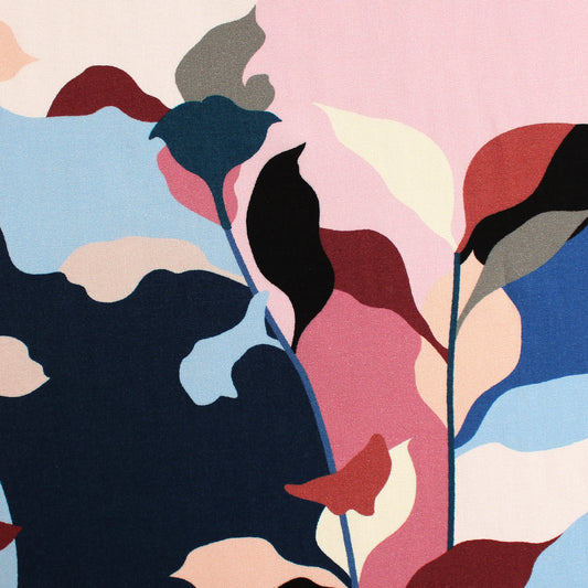 'Picasso's garden' viscose woven, Oeko-Tex cert.