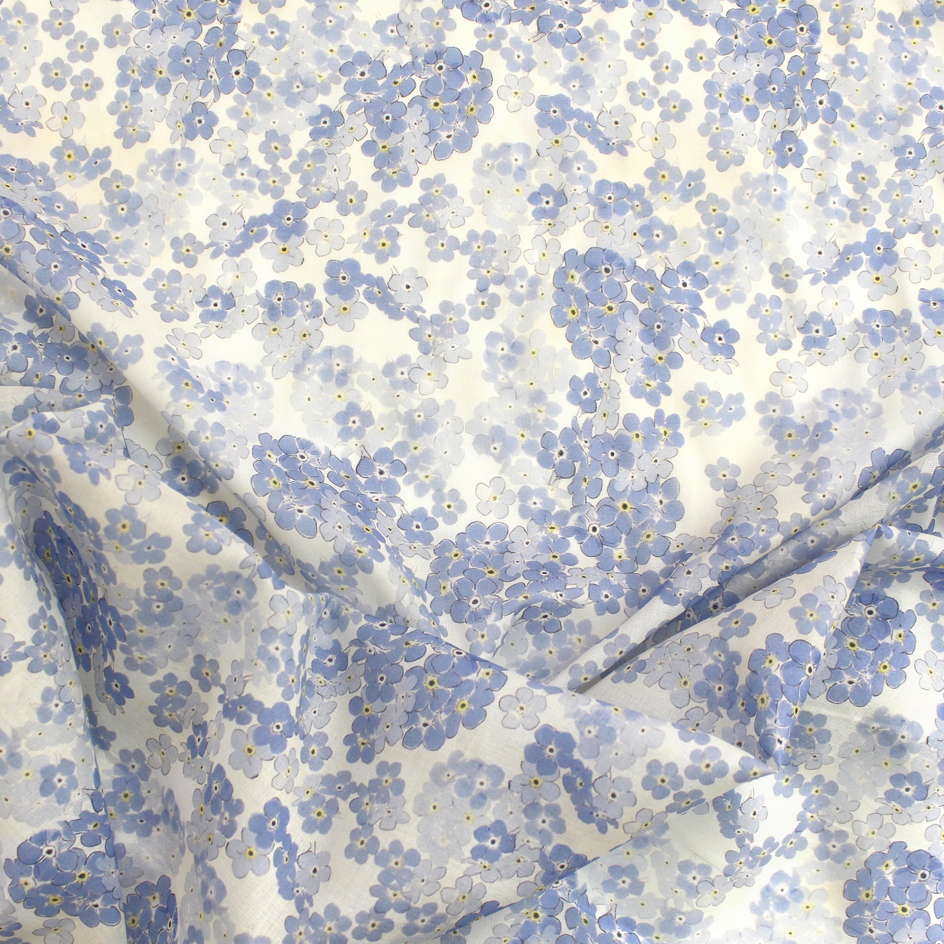 'forget me nots' printed cotton batiste, Oeko-Tex cert.