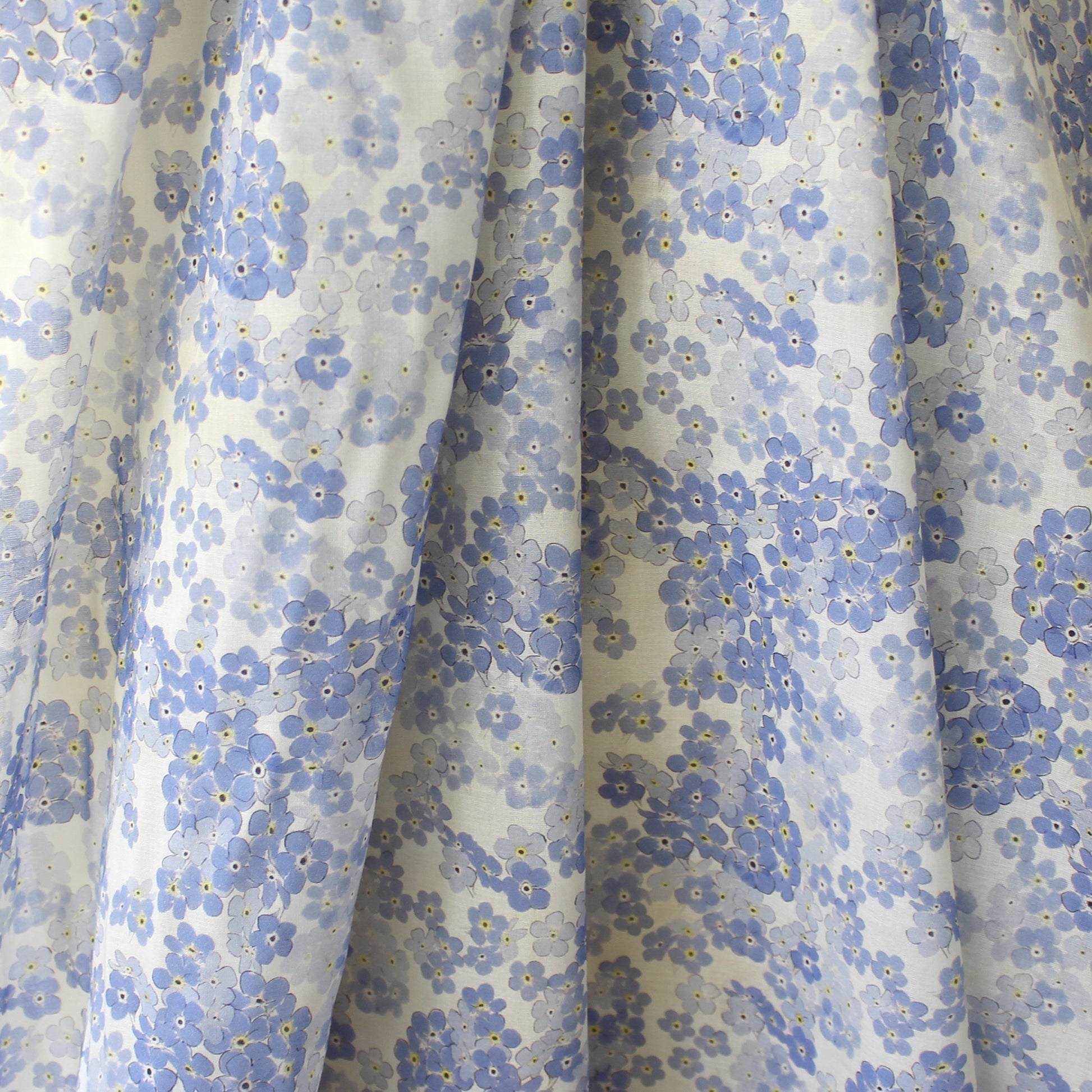 'forget me nots' printed cotton batiste, Oeko-Tex cert.