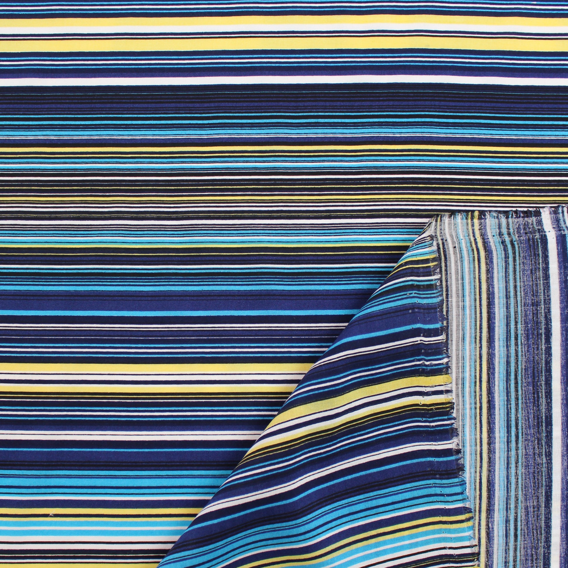 Italian 'Riviera stripe' viscose blend challis - blue