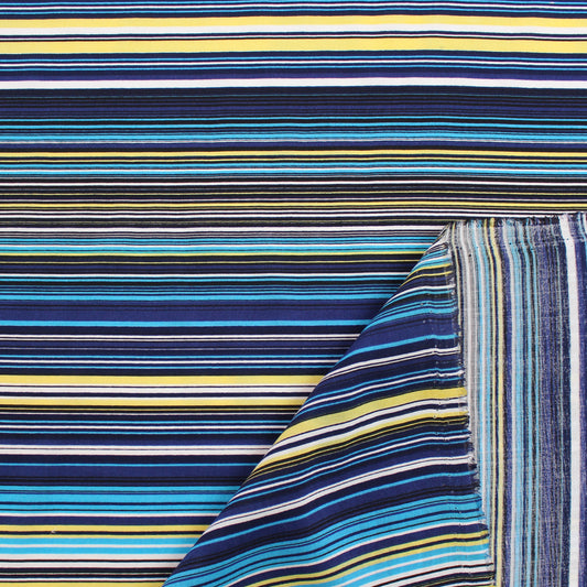 Italian 'Riviera stripe' viscose blend challis - blue