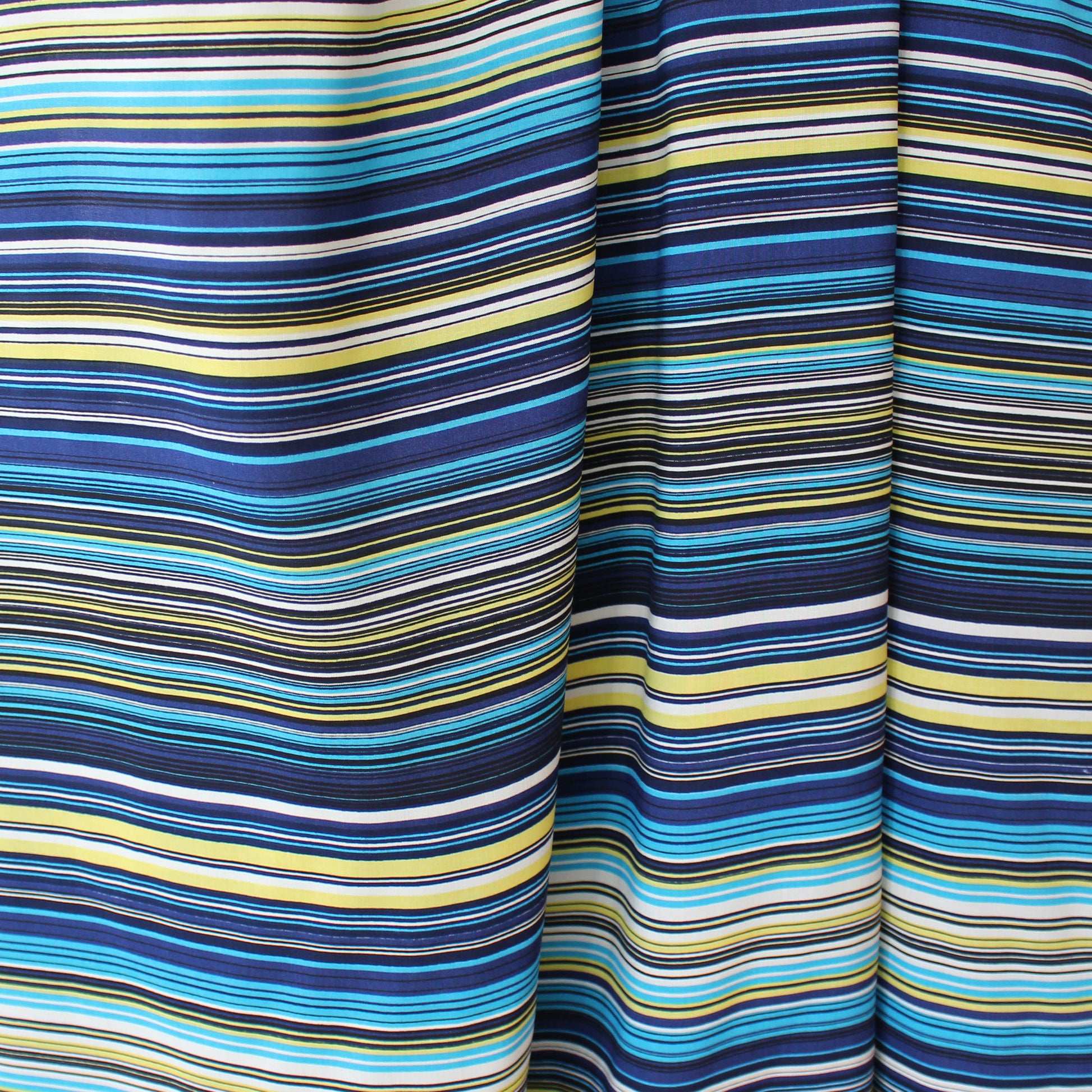 Italian 'Riviera stripe' viscose blend challis - blue