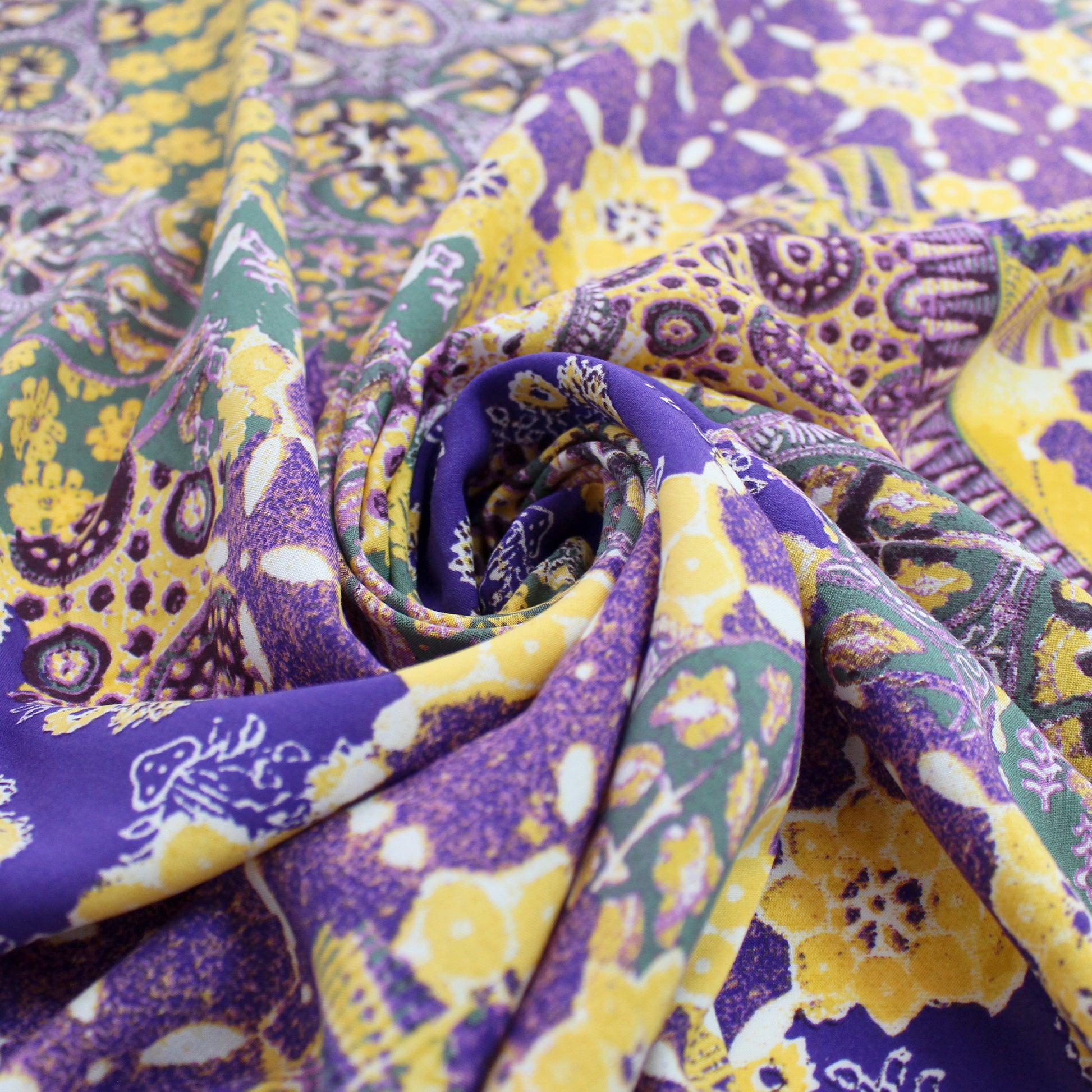 Italian 'violet tapestry' viscose challis