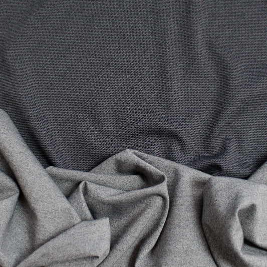 "Boss" reversible viscose ponte - charcoal/black