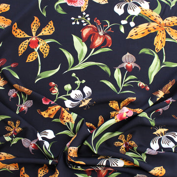 'tiger lily' drapey viscose woven, Oeko-Tex cert.