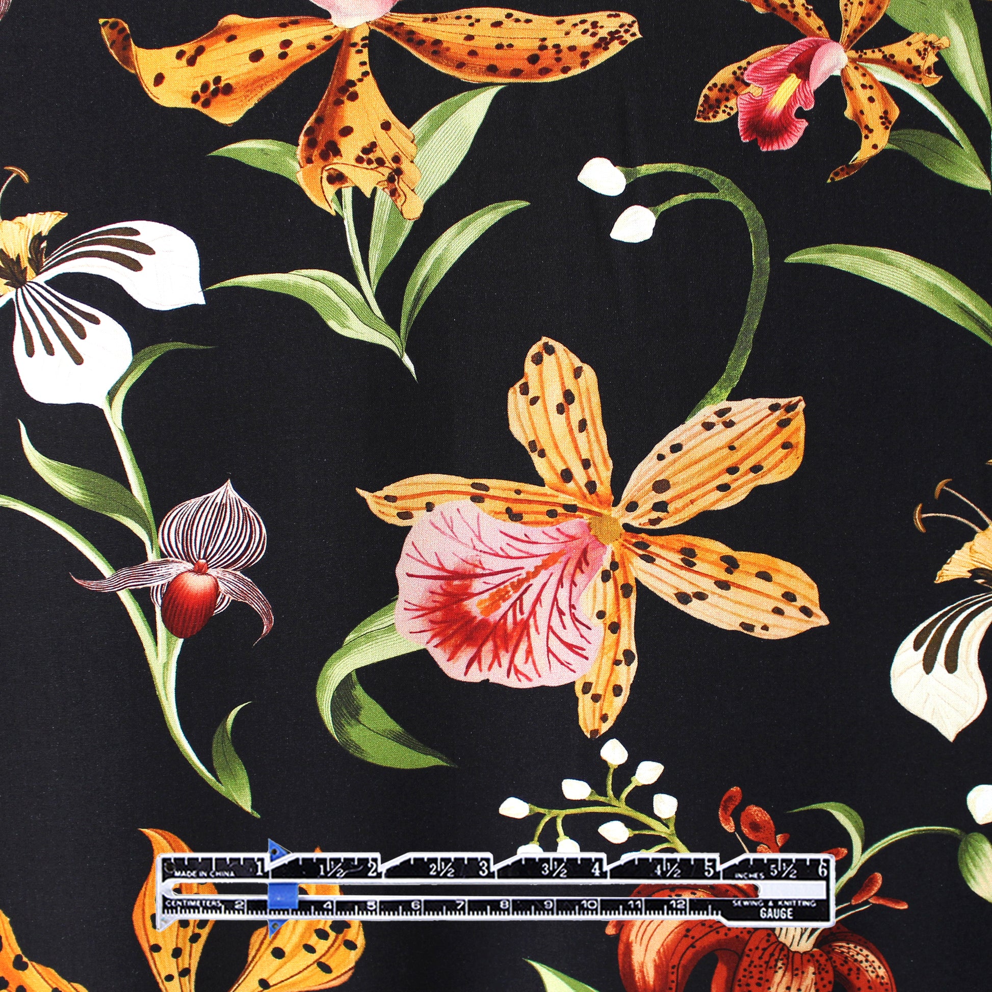 'tiger lily' drapey viscose woven, Oeko-Tex cert.