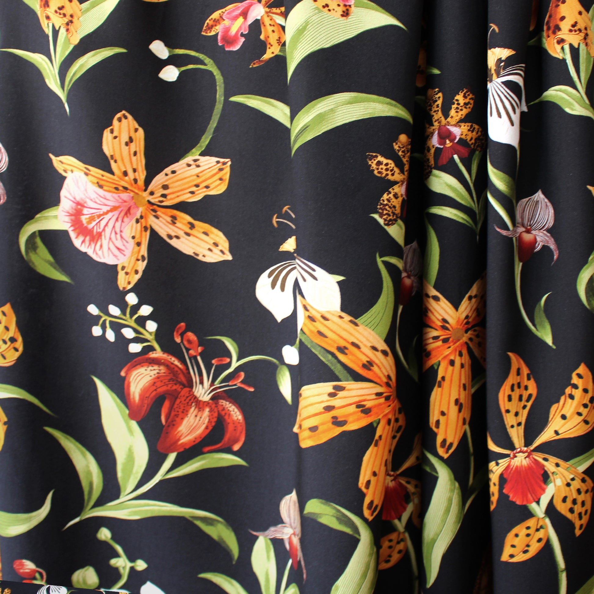 'tiger lily' drapey viscose woven, Oeko-Tex cert.