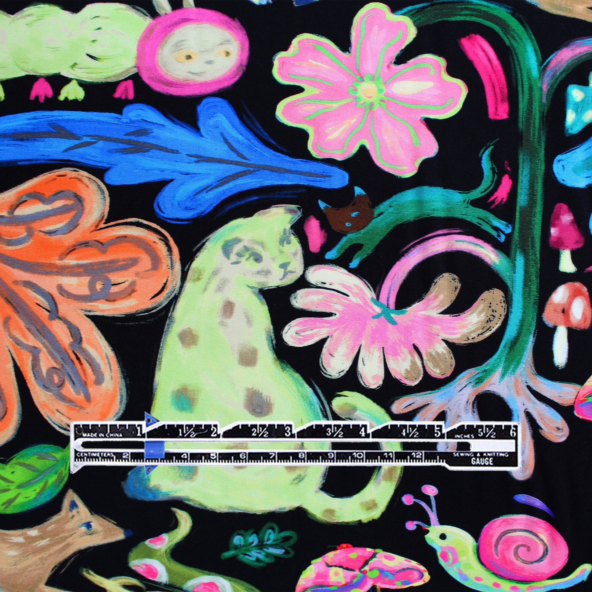 'forest frolic' drapey viscose woven, Oeko-Tex cert.