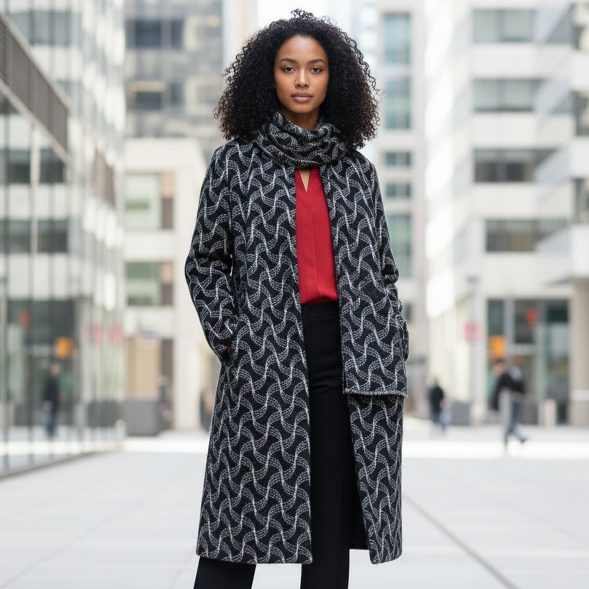 Italian 'DNA plaid' all-wool doubleface knit coating