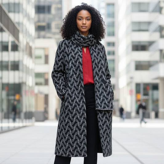 Italian 'DNA plaid' all-wool doubleface knit coating