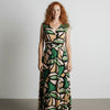 'abstract leaves' stretch viscose poplin - green