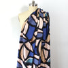 'abstract leaves' stretch viscose poplin - blue