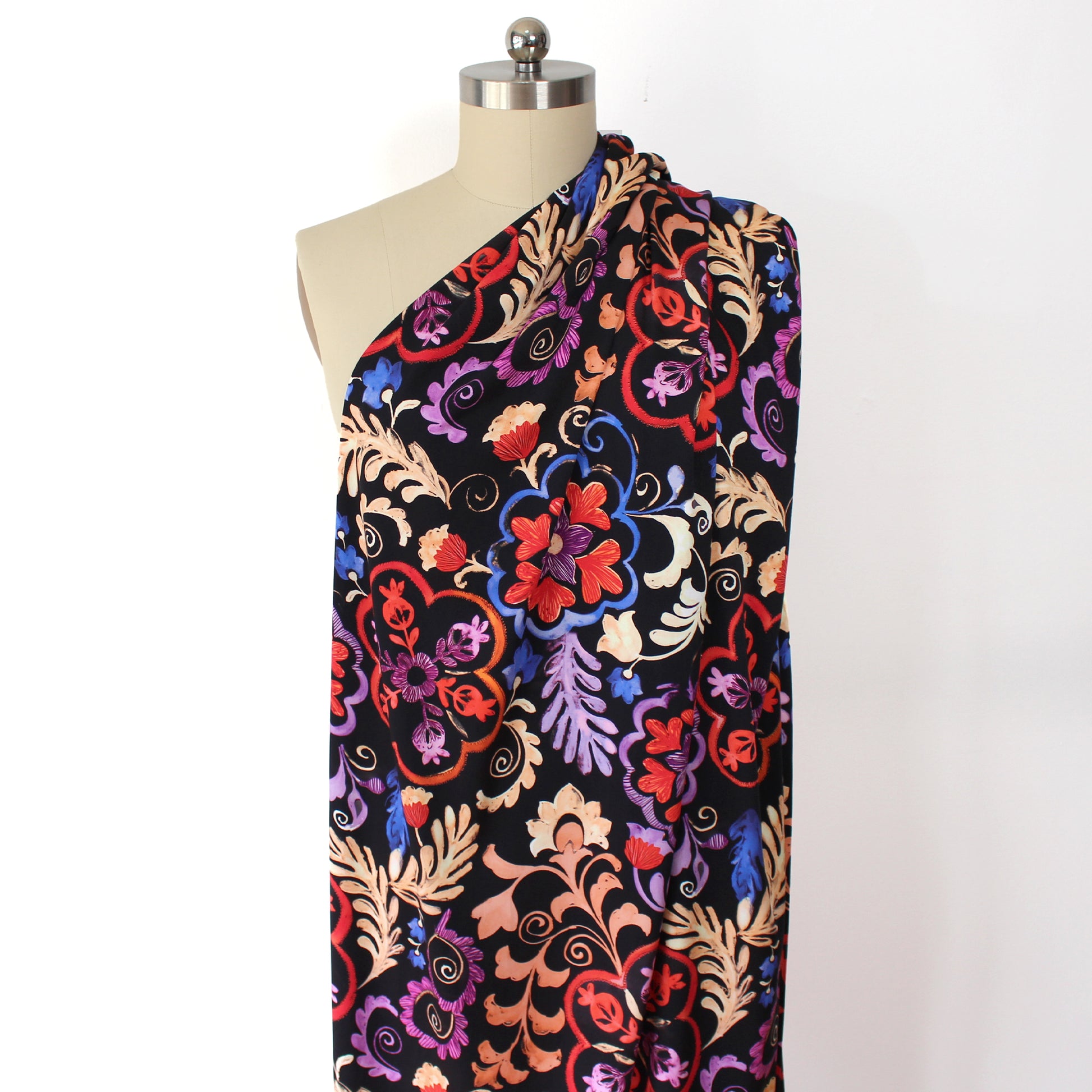 'ornamental' stretch viscose woven - red