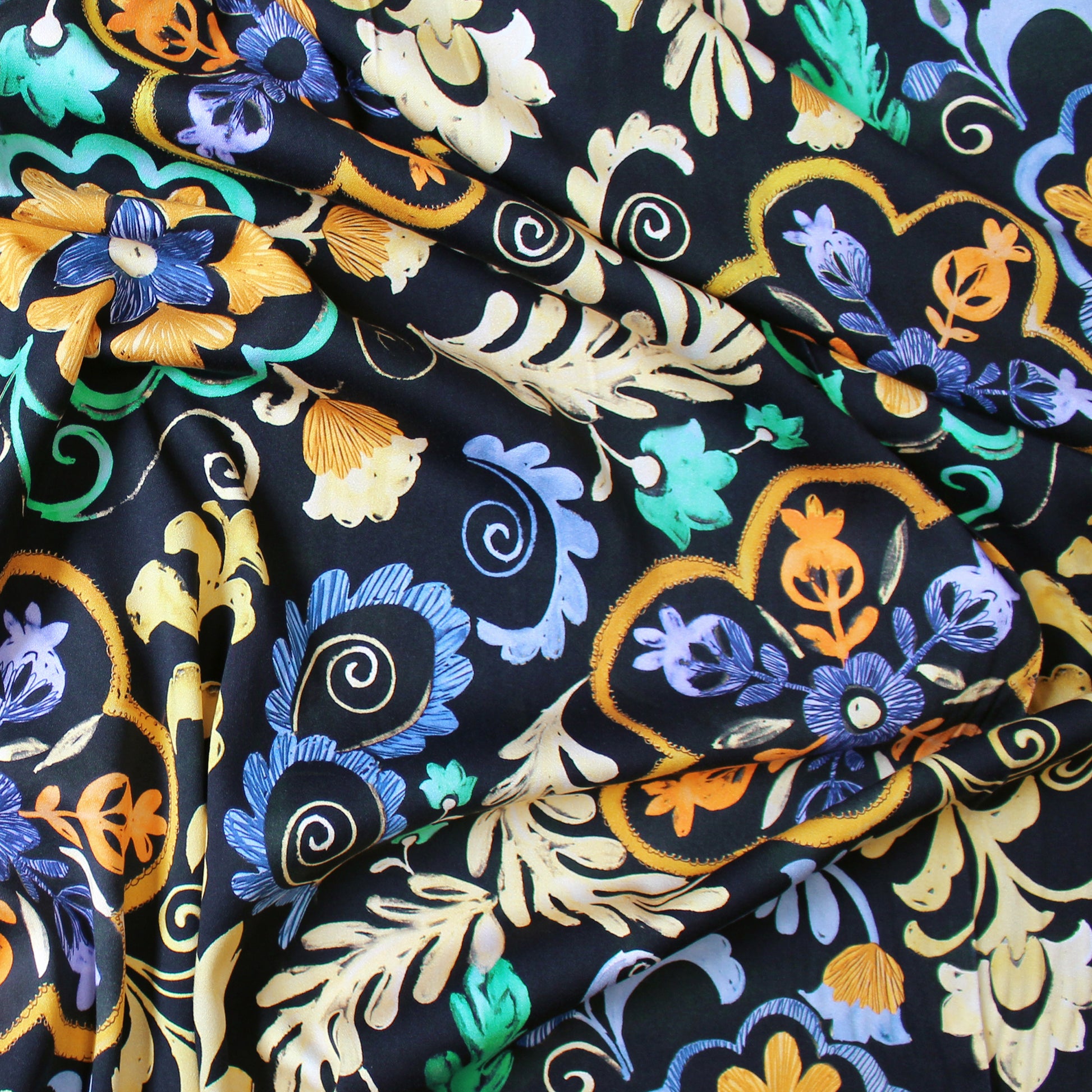 'ornamental' stretch viscose woven - yellow