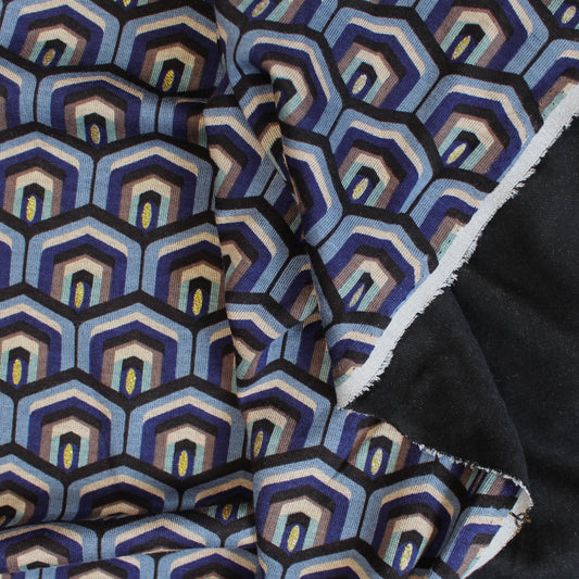 'diamond scallop' drapey viscose blend doubleknit, Oeko-Tex cert.