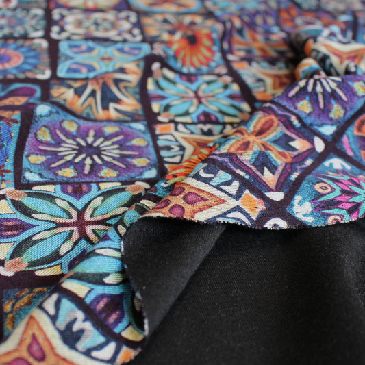 'tilework' drapey viscose blend doubleknit, Oeko-Tex cert.
