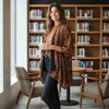 'block print floral' drapey viscose blend doubleknit, Oeko-Tex cert. - spice