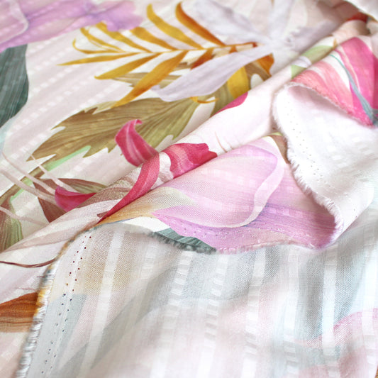 'aura' overprinted jacquard viscose woven - pink