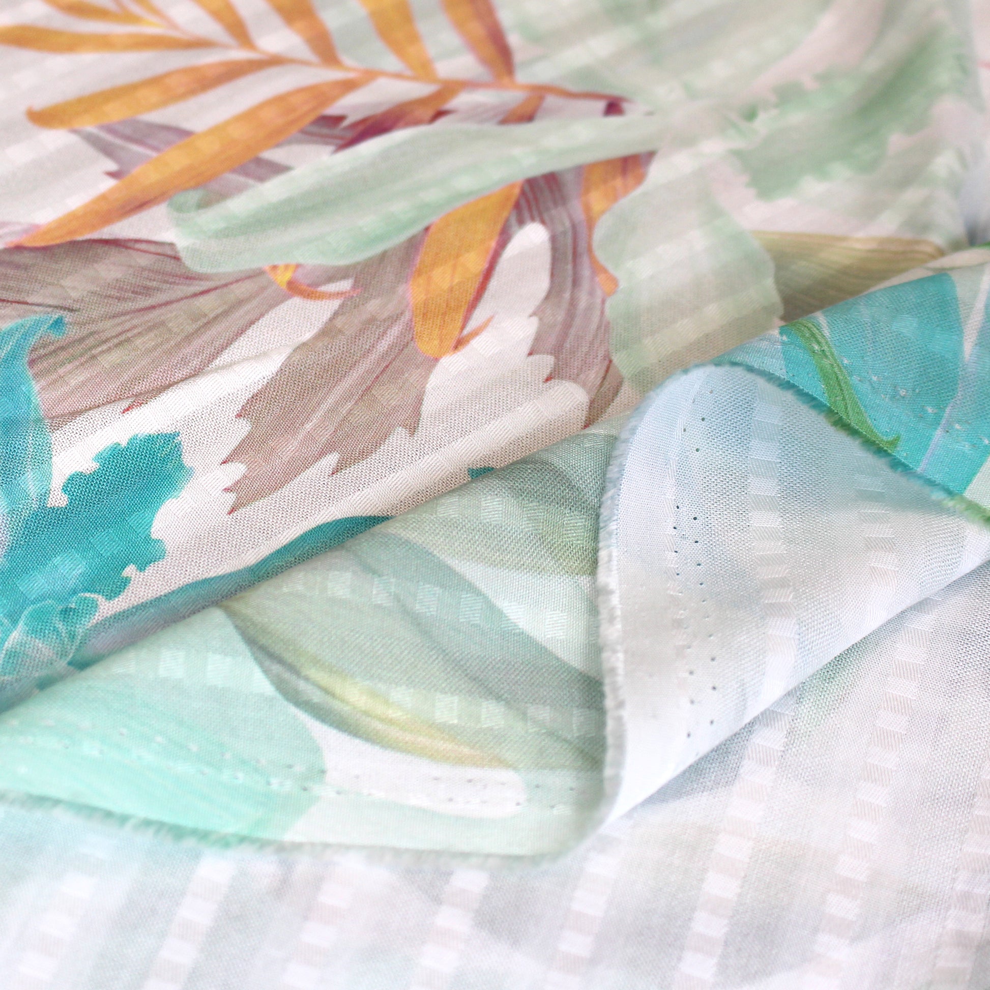 'aura' overprinted jacquard viscose woven - green