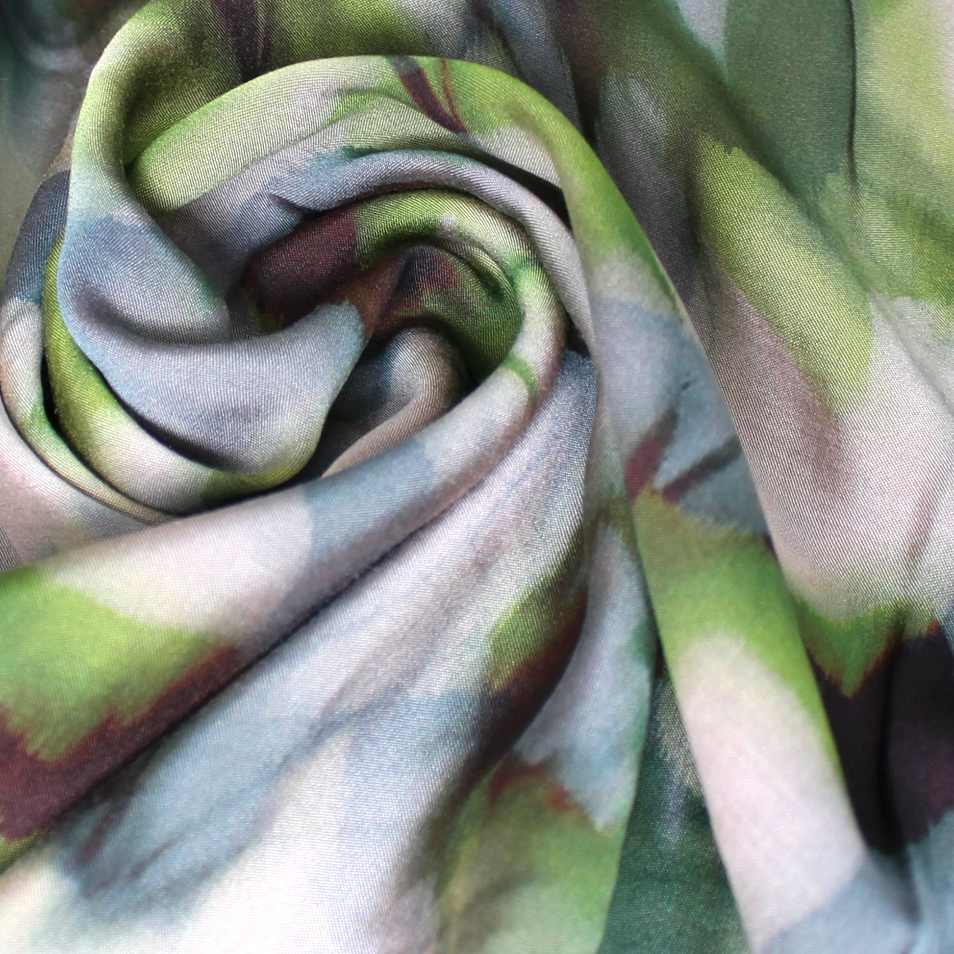 'reflection of leaves' printed viscose woven - green/brown