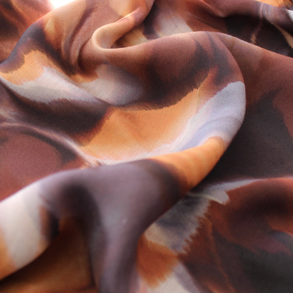 viscose woven, printed 'reflection of leaves' - spice