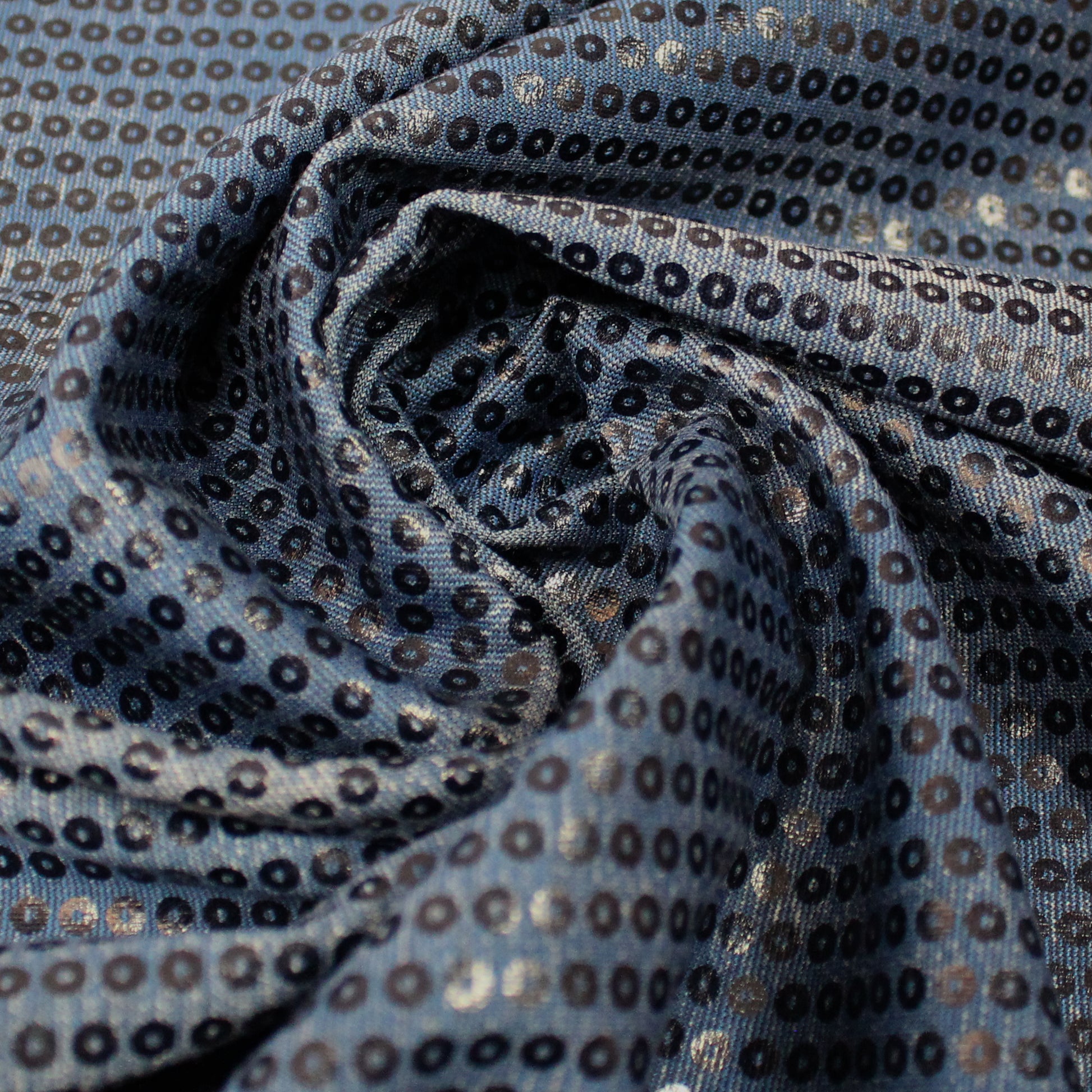 'roma sequin' printed ponte doubleknit, Oeko-Tex Cert. - denim blue
