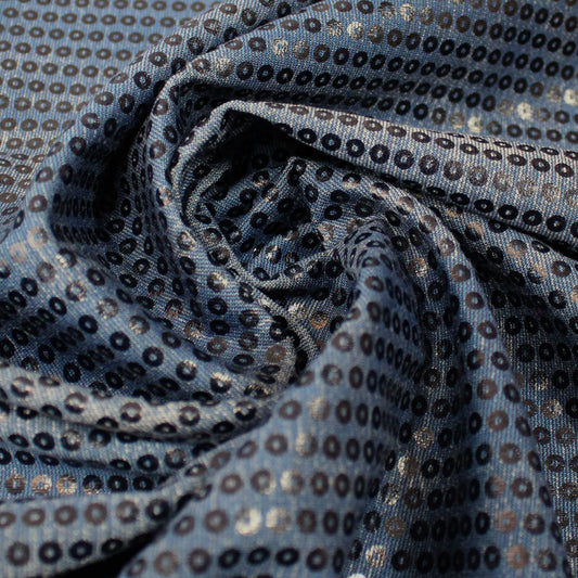 'roma sequin' printed ponte doubleknit, Oeko-Tex Cert. - denim blue