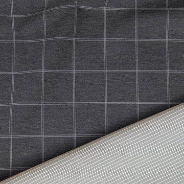 'windowpane/stripe' reversible viscose blend ponte - graphite/taupe
