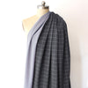 'windowpane/stripe' reversible viscose blend ponte - graphite/blue