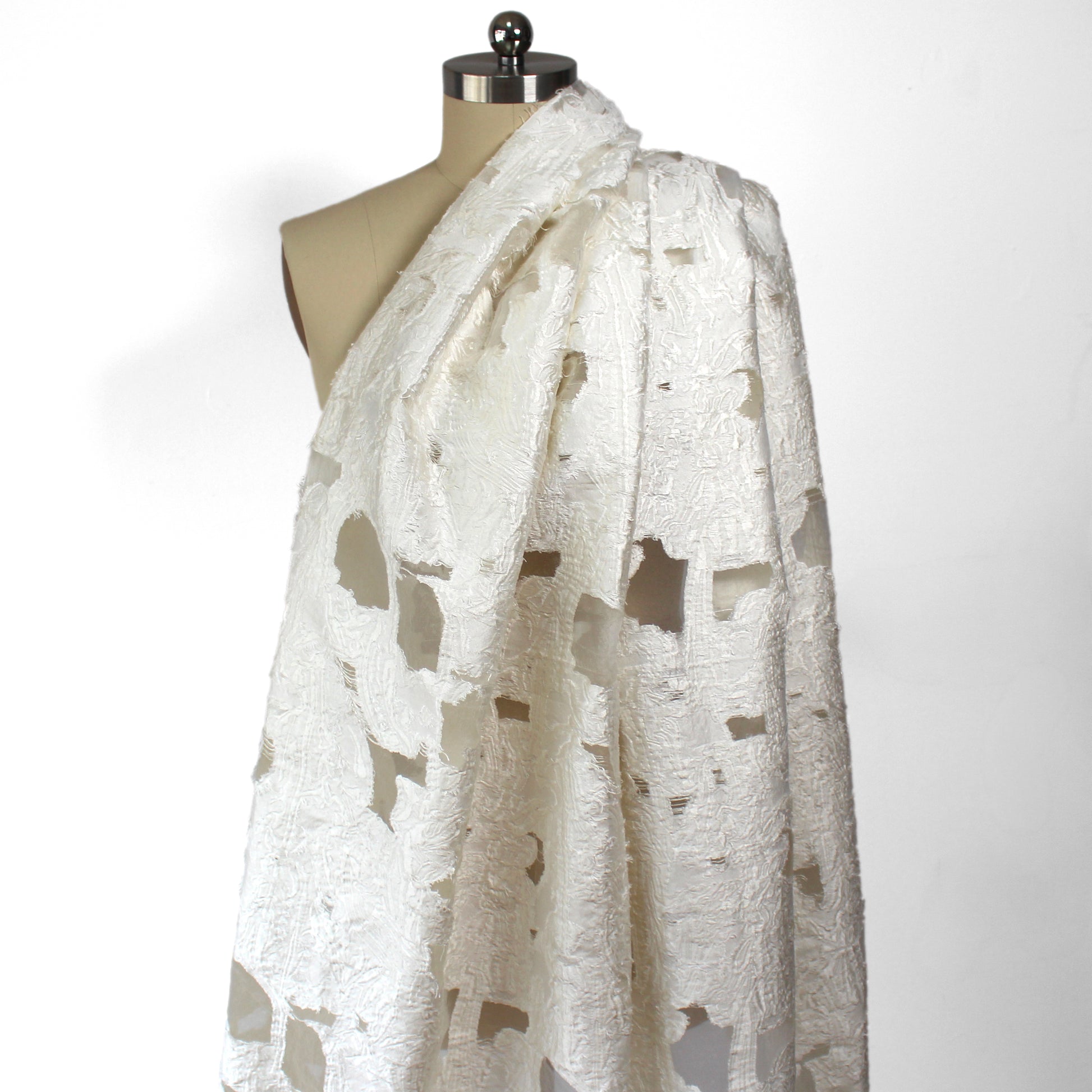 exquisite clipped weave viscose jacquard woven - cream