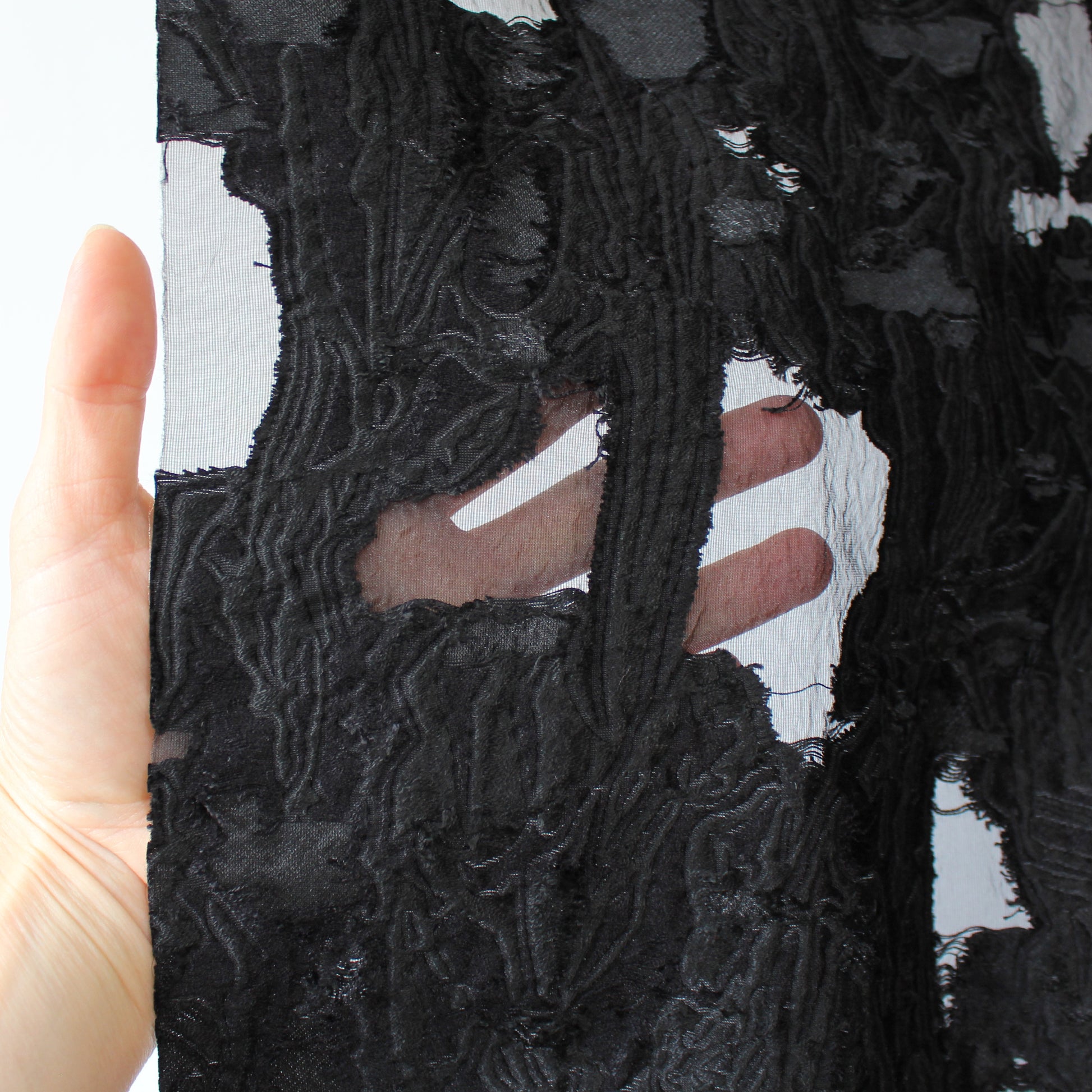 exquisite clipped weave viscose jacquard woven - black