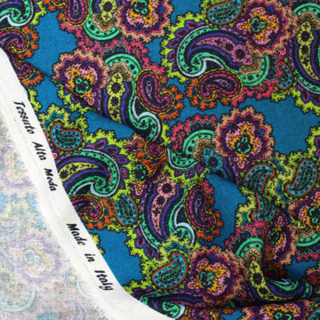 Italian luxury 'paisley' wool dressweight printed jacquard