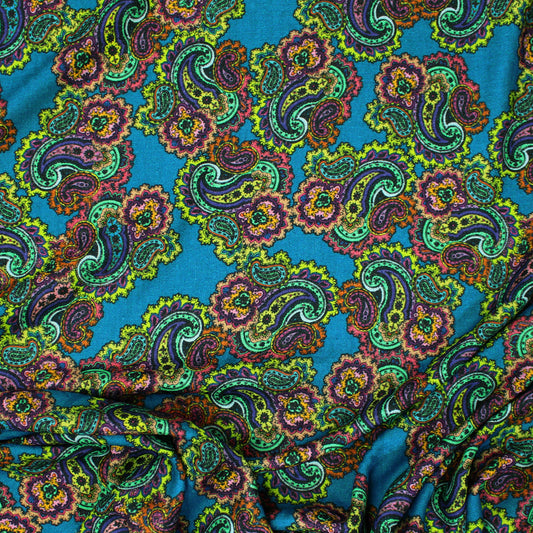 Italian luxury 'paisley' wool dressweight printed jacquard