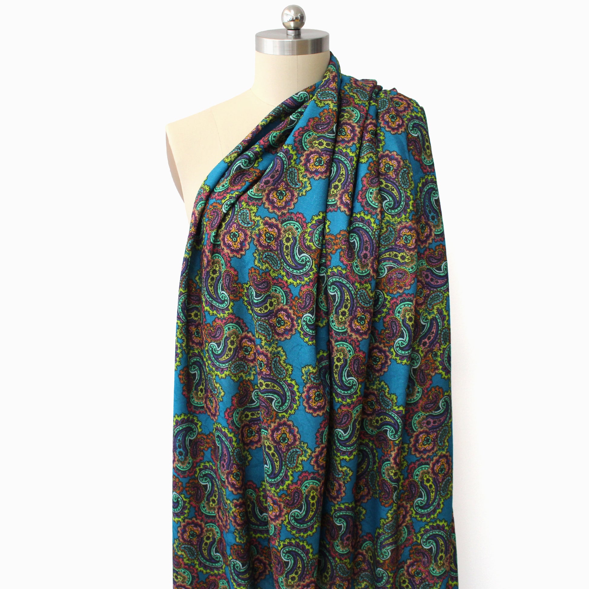 Italian luxury 'paisley' wool dressweight printed jacquard