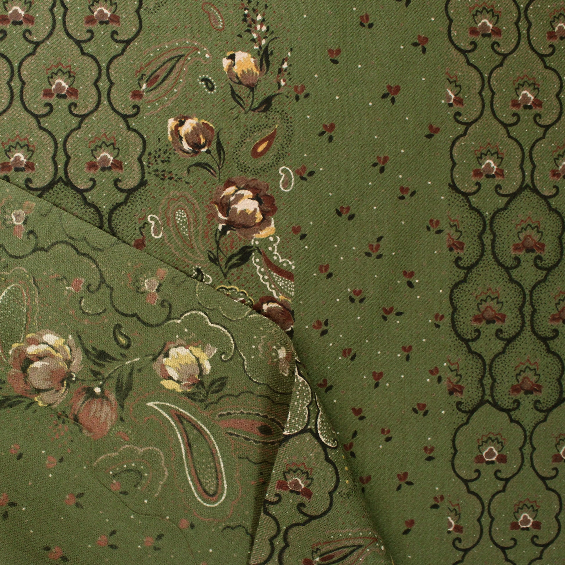 Italian luxury 'cottage garden' wool/silk dressweight twill
