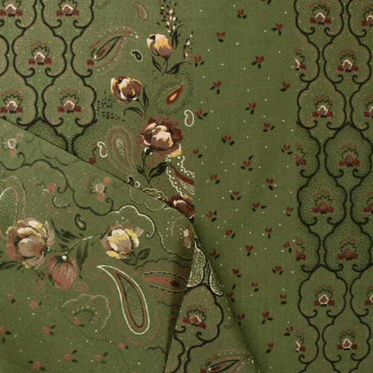 Italian luxury 'cottage garden' wool/silk dressweight twill