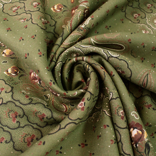 Italian luxury 'cottage garden' wool/silk dressweight twill