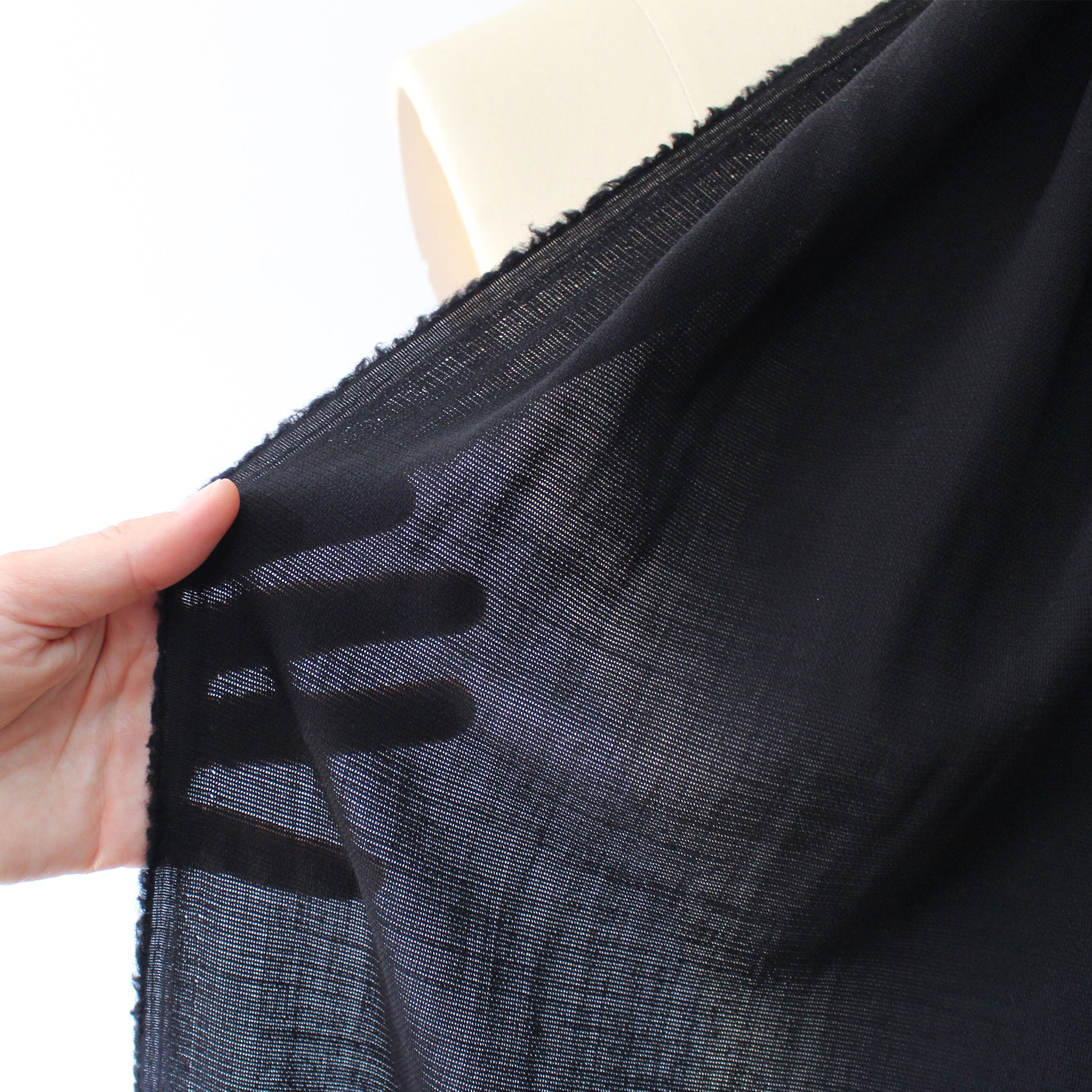 Italian virgin wool etamine gauze - black