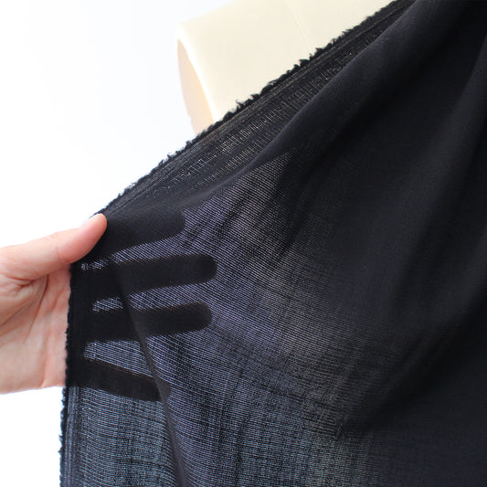 Italian virgin wool etamine gauze - black