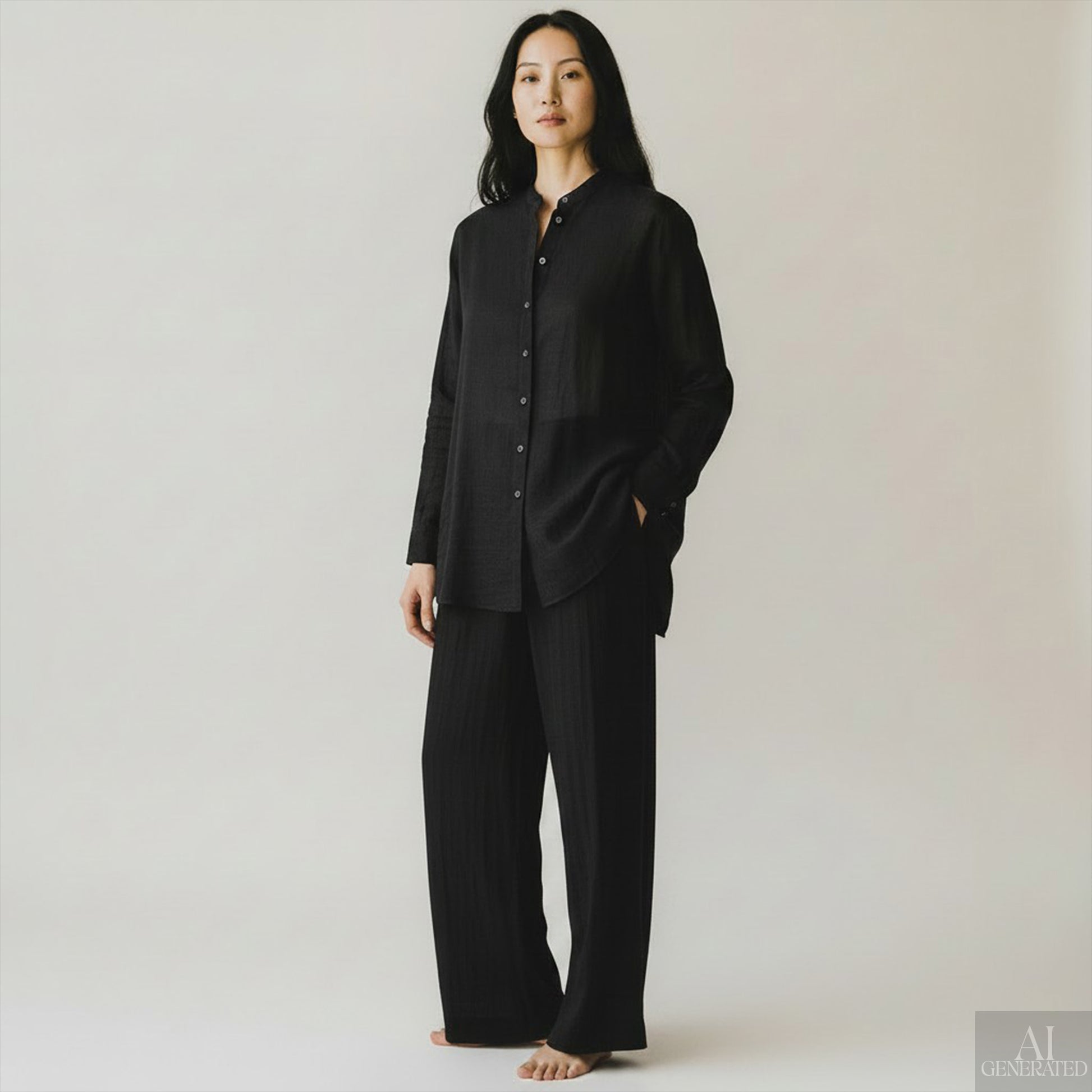 Italian virgin wool etamine gauze - black