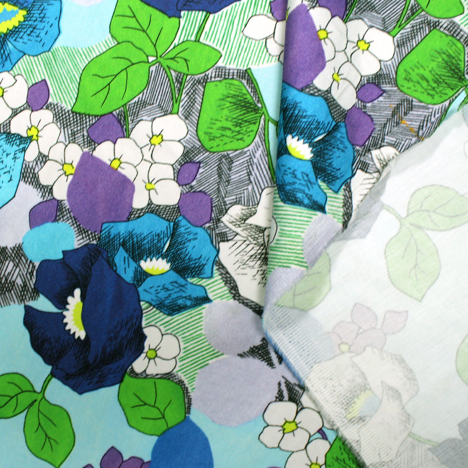 Italian 'garden journal' stretch cotton sateen