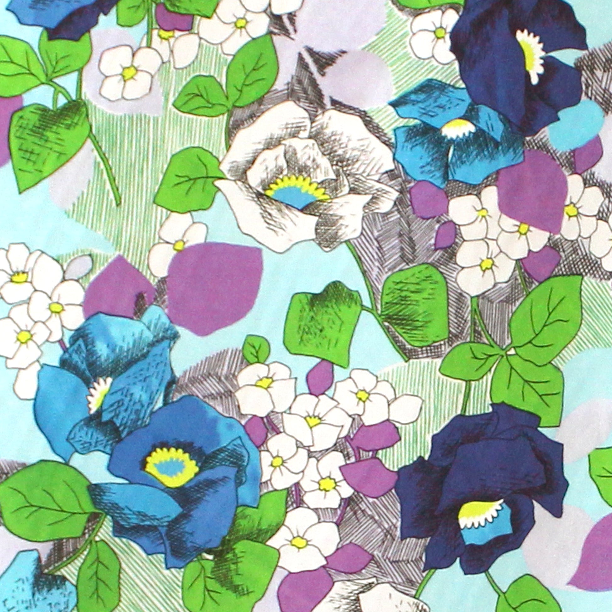 Italian 'garden journal' stretch cotton sateen