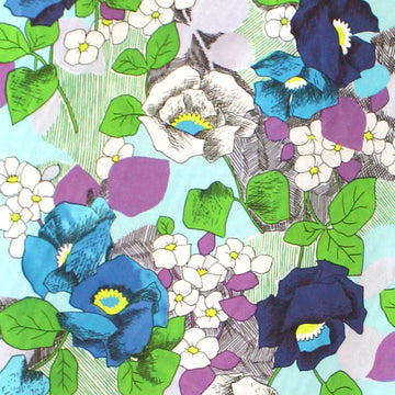 Italian 'garden journal' stretch cotton sateen